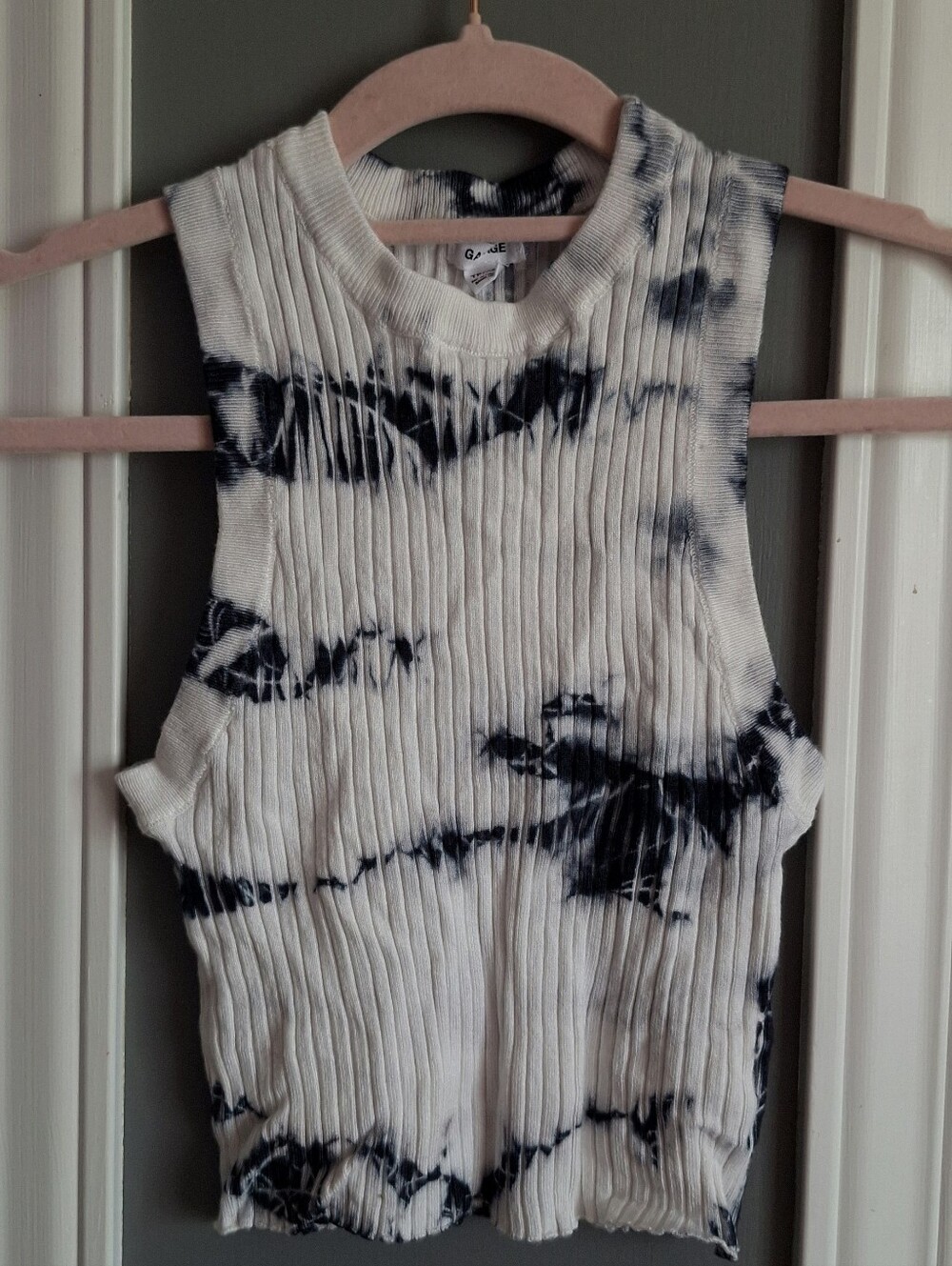 Garage Ribbed Tie-Dye Tank Top in White and Black